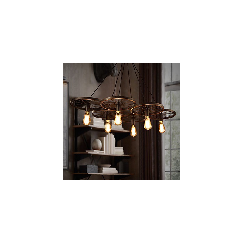 Osvetlenie Industrial Loft Style Kované železné luster Cafe Wheel Luster