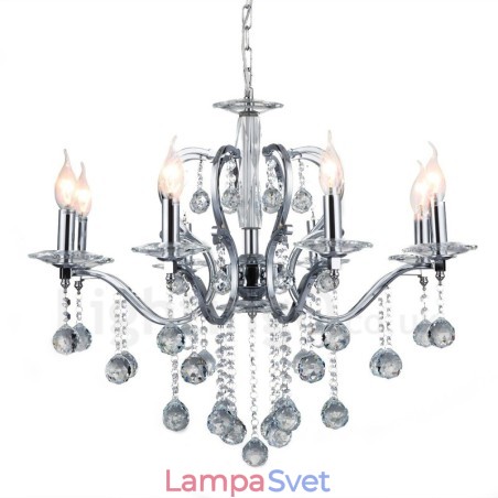 Chrómový elegantný krištáľový sviečkový luster Chrómový elegantný krištáľový sviečkový luster