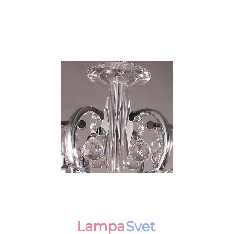 Chrómový elegantný krištáľový sviečkový luster