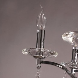 Chrómový elegantný krištáľový sviečkový luster
