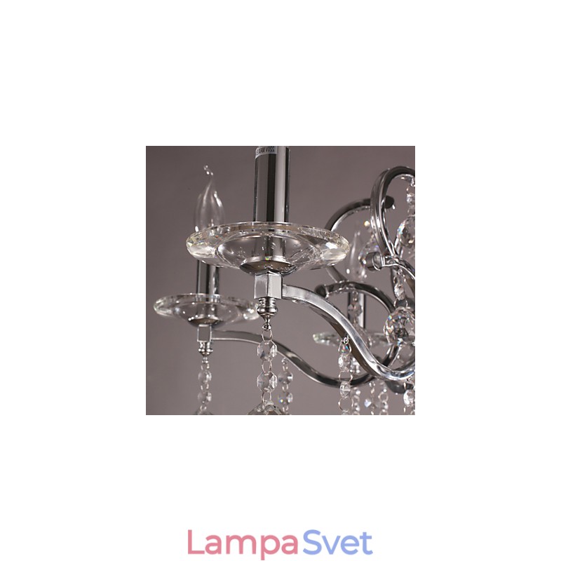 Chrómový elegantný krištáľový sviečkový luster