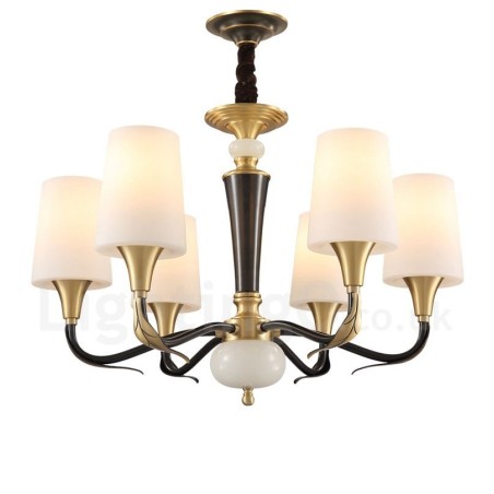 Luxusný rustikálny rustikálny retro vintage mosadzný kamenný sviečkový luster so sklenenými tienidlami Luxusný rustikálny rustikálny retro vintage mosadzný kamenný sviečkový luster so sklenenými tienidlami