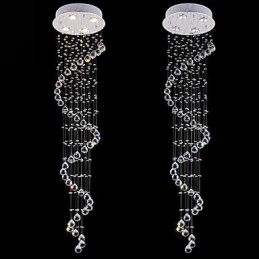 Krištáľové závesné svietidlo Lusterové osvetlenie 4 svetlá Strieborný Canpoy Clear K9 Crystal Helix Stropné svietidlá H150CM