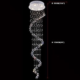 Krištáľové závesné svietidlo Lusterové osvetlenie 4 svetlá Strieborný Canpoy Clear K9 Crystal Helix Stropné svietidlá H150CM
