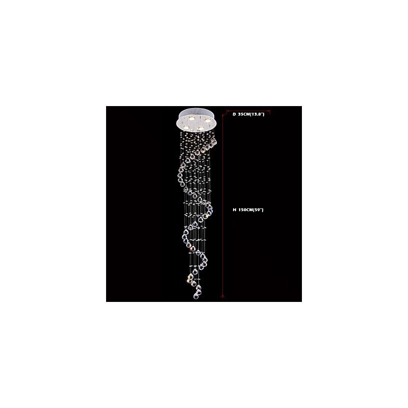 Krištáľové závesné svietidlo Lusterové osvetlenie 4 svetlá Strieborný Canpoy Clear K9 Crystal Helix Stropné svietidlá H150CM