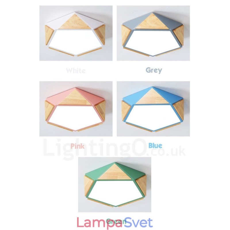 Stmievateľné viacfarebné drevené stropné svietidlo Macaron s akrylovým tienidlom Stropná lampa v severskom štýle