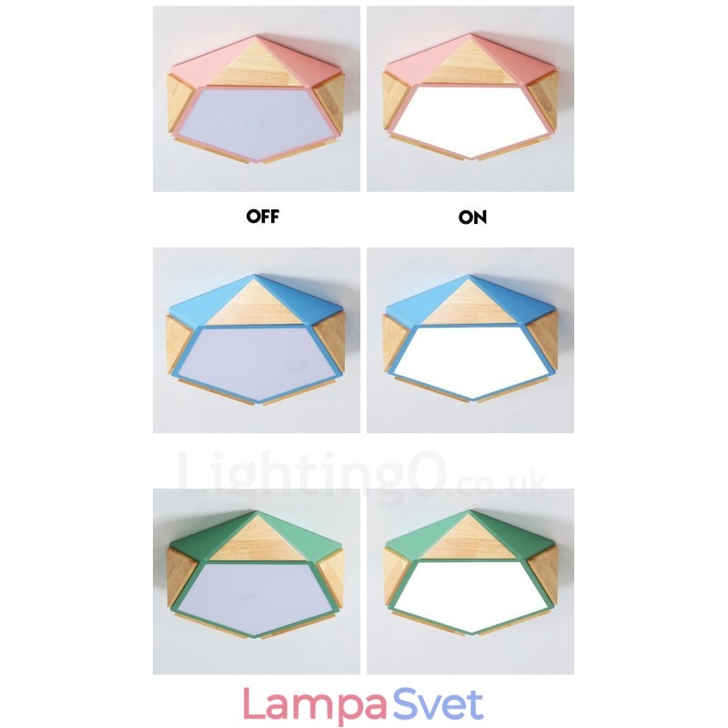 Stmievateľné viacfarebné drevené stropné svietidlo Macaron s akrylovým tienidlom Stropná lampa v severskom štýle