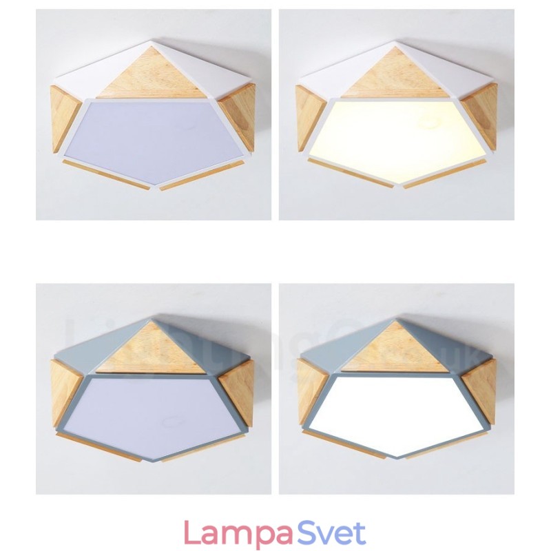 Stmievateľné viacfarebné drevené stropné svietidlo Macaron s akrylovým tienidlom Stropná lampa v severskom štýle