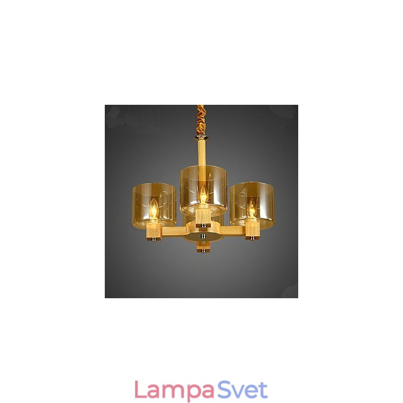 Módna závesná lampa Stolný drevený sklenený kryt