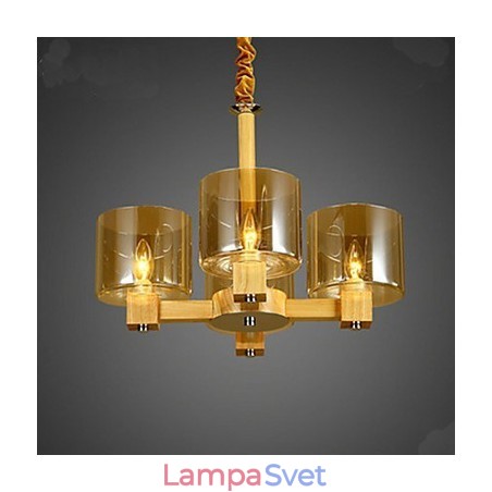 Módna závesná lampa Stolný drevený sklenený kryt Módna závesná lampa Stolný drevený sklenený kryt