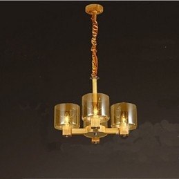 Módna závesná lampa Stolný drevený sklenený kryt
