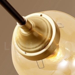 Luxusný rustikálny retro retro mosadzný závesný luster z čistej mosadze so sklenenými tienidlami