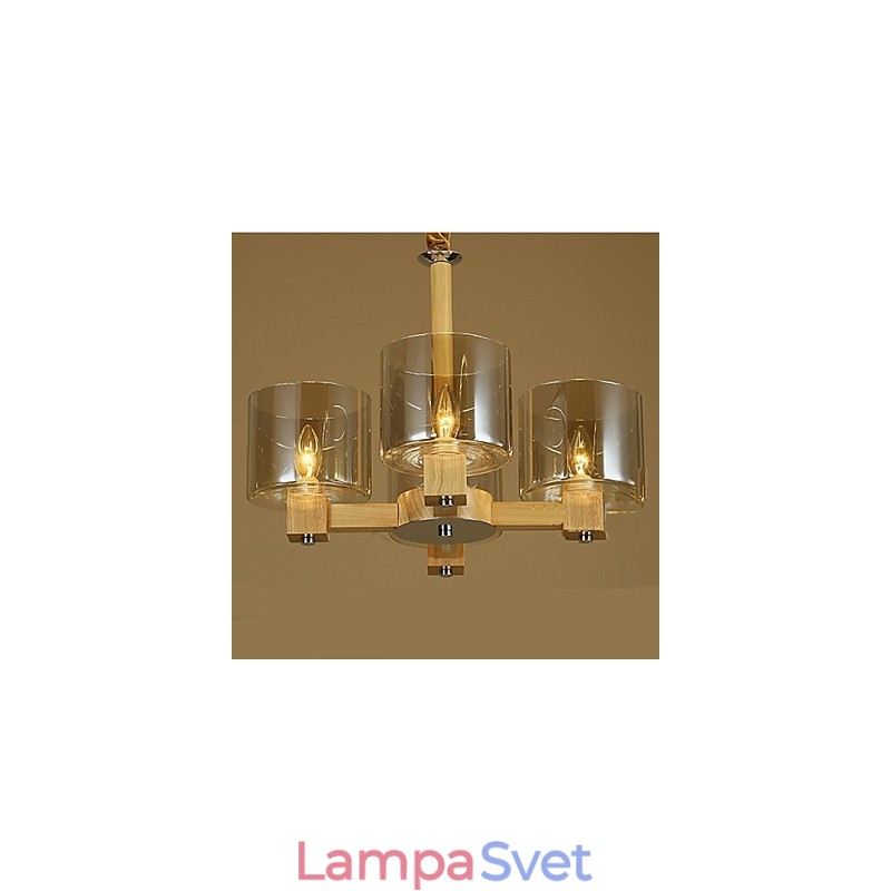 Módna závesná lampa Stolný drevený sklenený kryt