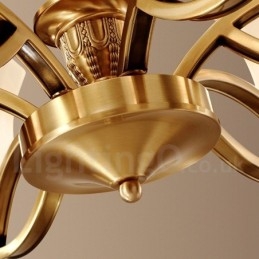 Veľký luxusný rustikálny retro retro mosadzný závesný luster z čistej mosadze so sklenenými tienidlami