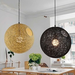Country Simple Moderné svietidlo Pastoral Rattan Lamp Konopný guľový luster