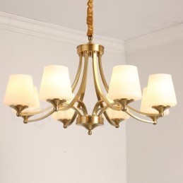 Veľký luxusný rustikálny retro retro mosadzný závesný luster z čistej mosadze so sklenenými tienidlami