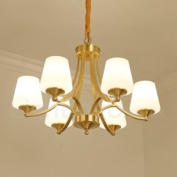 Veľký luxusný rustikálny retro retro mosadzný závesný luster z čistej mosadze so sklenenými tienidlami