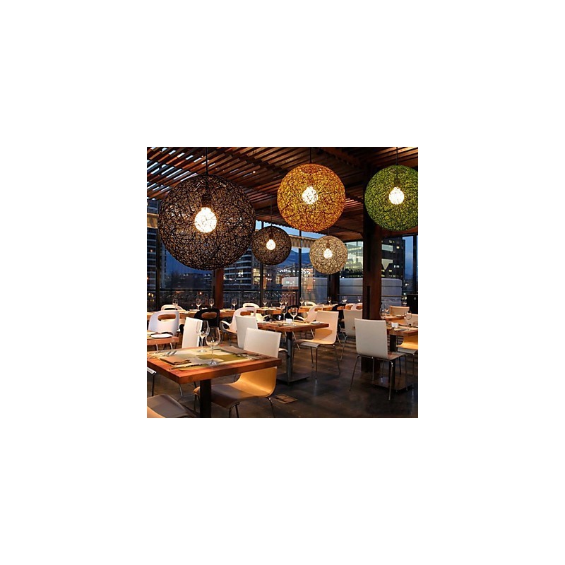 Country Simple Moderné svietidlo Pastoral Rattan Lamp Konopný guľový luster
