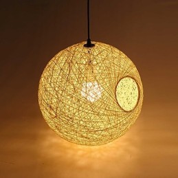 Country Simple Moderné svietidlo Pastoral Rattan Lamp Konopný guľový luster