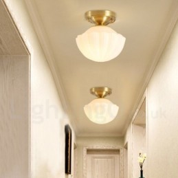 Zapustené stropné svietidlá z čistej mosadze Rustic Lodge Nordic Style so skleneným tienidlom