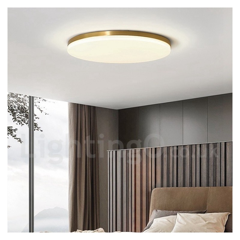 Mosadzné ultratenké okrúhle stmievateľné moderné moderné severské stropné svietidlá s akrylovým tienidlom, ktoré možno použiť aj ako nástenné svietidlo