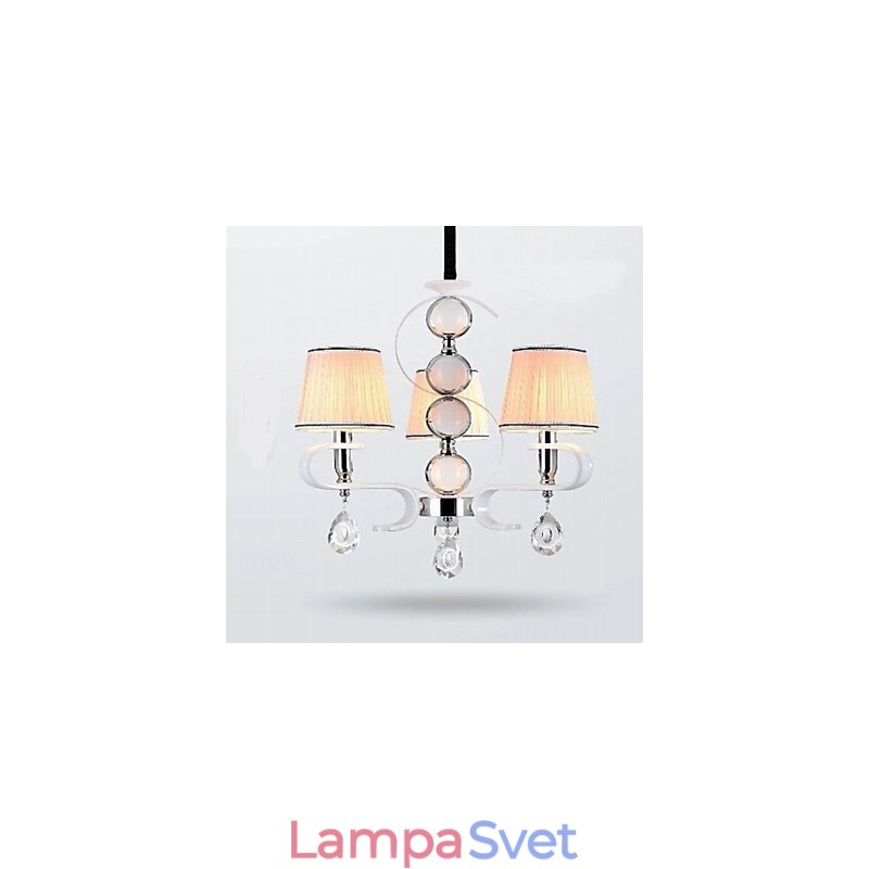 Látkový luster 3 Light High Grade Lampa White Jade Silver Ring