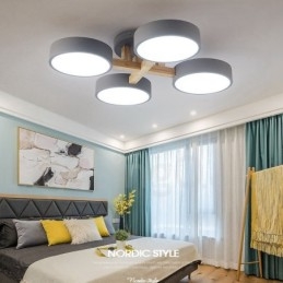 Drevený luster Moderný moderný severský štýl zapustené stropné svietidlo s akrylovým tienidlom