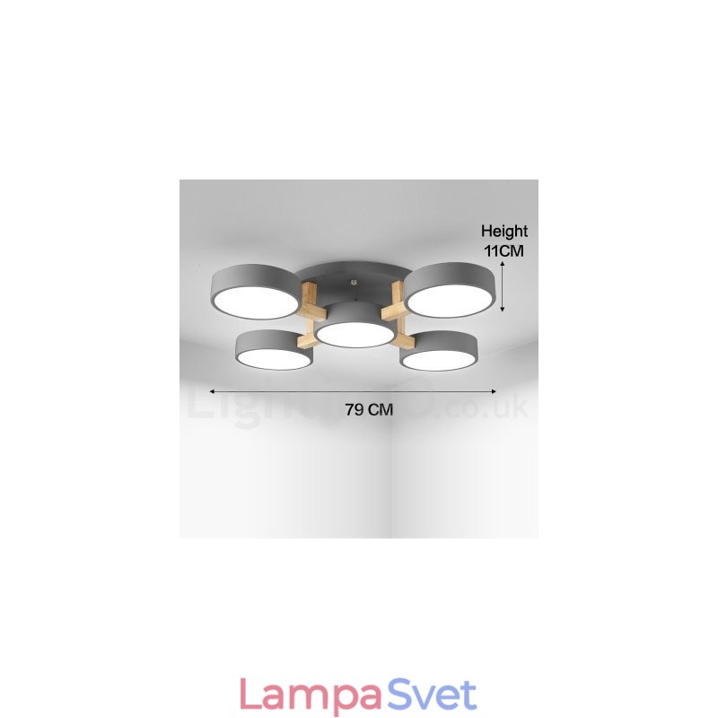Drevený luster Moderný moderný severský štýl zapustené stropné svietidlo s akrylovým tienidlom