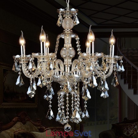6 svetiel Retro Cognac Color K9 Crystal Modern Luster 6 svetiel Retro Cognac Color K9 Crystal Modern Luster