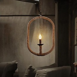 Retro 1 lampa Luster z konopného lana Retro vidiecky štýl