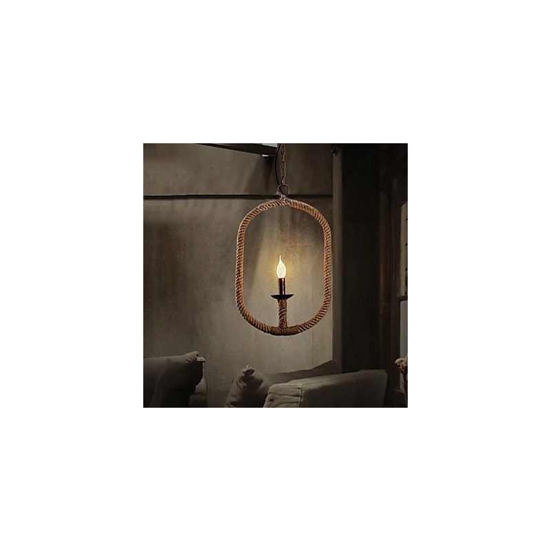 Retro 1 lampa Luster z konopného lana Retro vidiecky štýl