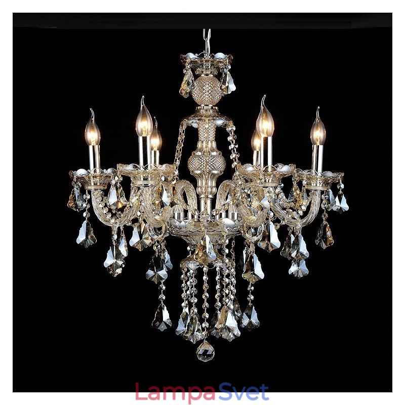 6 svetiel Retro Cognac Color K9 Crystal Modern Luster