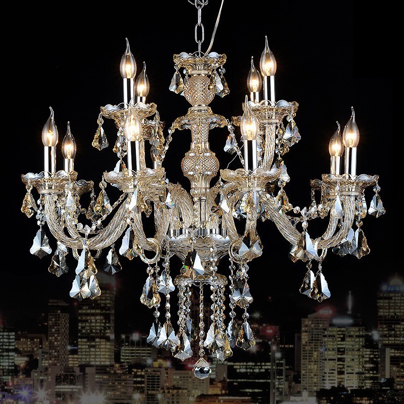 12 svetiel Retro Cognac Color K9 Crystal Modern Luster
