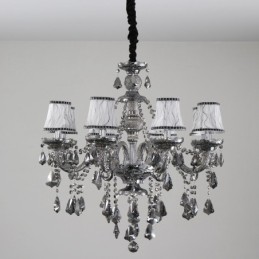 8 svetiel Retro sivá farba K9 Crystal Candle Luster