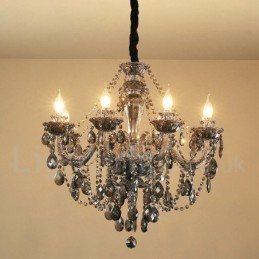 8 svetiel Retro šedá farba K9 Crystal Candle Veľký luster