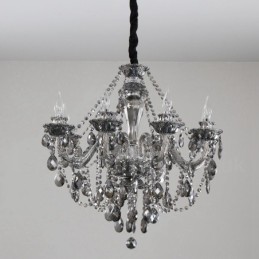 8 svetiel Retro šedá farba K9 Crystal Candle Veľký luster