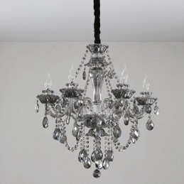 6 svetiel Retro šedá farba K9 Crystal Candle Veľký luster