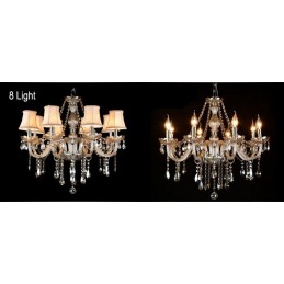 Cognac Color Candle Veľký krištáľový luster K9 s tienidlami