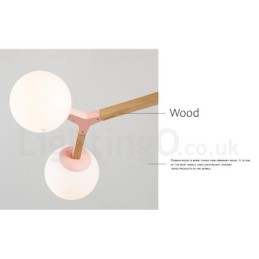 Drevený molekulárny luster Nordic Modern Magic Bean Wood so sklenenými tienidlami