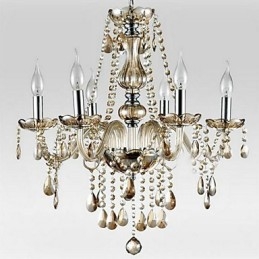 6 light Štýl paláca Sklenený luster so sviečkovou žiarovkou