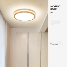 Stmievateľné okrúhle drevené s objektívom Moderný moderný severský štýl Zapustené drevené stropné svietidlo s akrylovým tienidlom a diaľkovým ovládaním možno použiť aj ako nástenné svietidlo