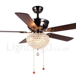 132CM (52") drevené retro diaľkové ovládanie stropného ventilátora v americkom štýle s motorom Crystal Shade Mute z čistej medi