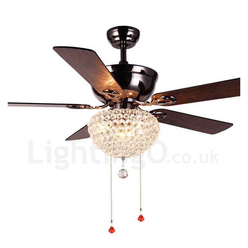 132CM (52") drevené retro diaľkové ovládanie stropného ventilátora v americkom štýle s motorom Crystal Shade Mute z čistej medi