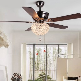 132CM (52") drevené retro diaľkové ovládanie stropného ventilátora v americkom štýle s motorom Crystal Shade Mute z čistej medi
