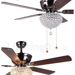 132CM (52") drevené retro diaľkové ovládanie stropného ventilátora v americkom štýle s motorom Crystal Shade Mute z čistej medi