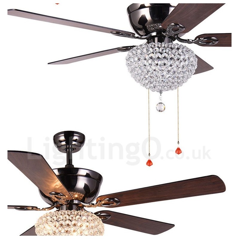 132CM (52") drevené retro diaľkové ovládanie stropného ventilátora v americkom štýle s motorom Crystal Shade Mute z čistej medi