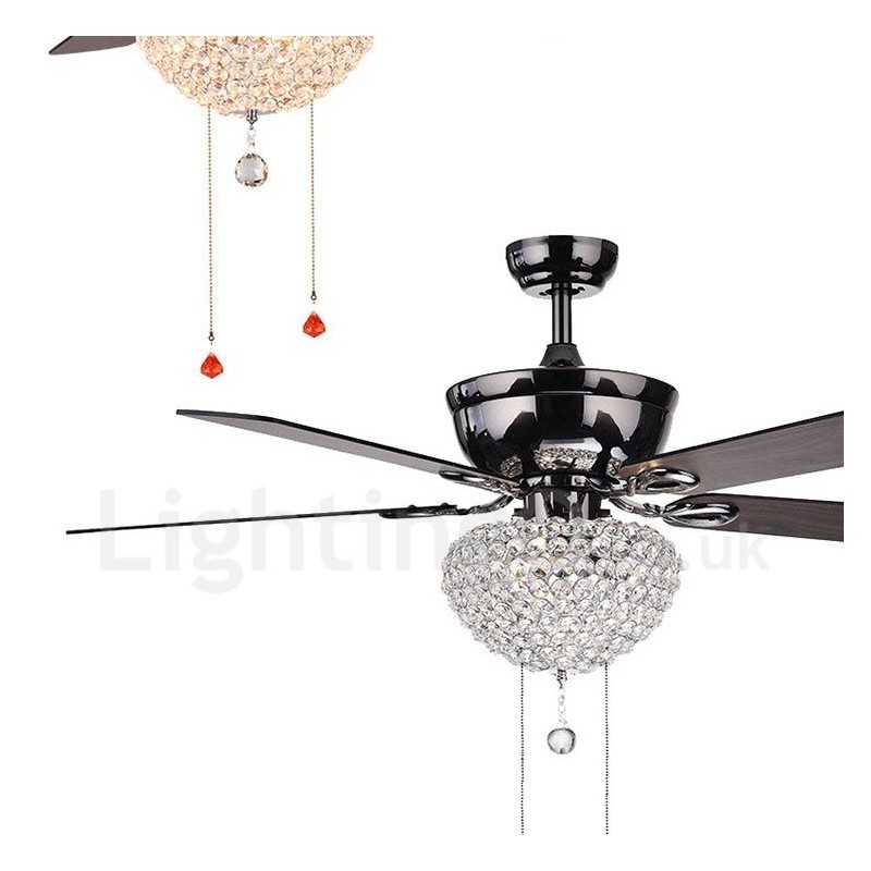 132CM (52") drevené retro diaľkové ovládanie stropného ventilátora v americkom štýle s motorom Crystal Shade Mute z čistej medi