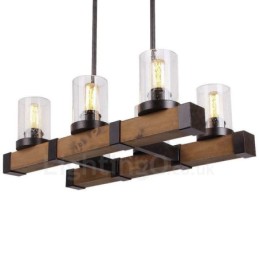 6 Light Vintage drevený luster Priemyselné Wind Loft drevené lineárne závesné osvetlenie