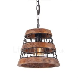 1 Light Ring Vintage drevený luster Priemyselné Wind Loft Drevené lineárne závesné osvetlenie