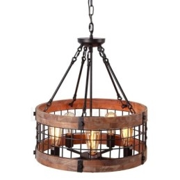 5 Light Drum Vintage drevený luster Priemyselné Wind Loft drevené lineárne závesné osvetlenie